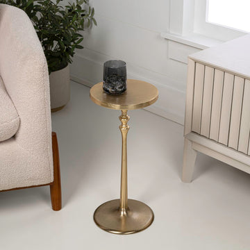 Lulu 19.5" Art Deco Classic Pedestal Round Metal Drink Table and Decorative End Table